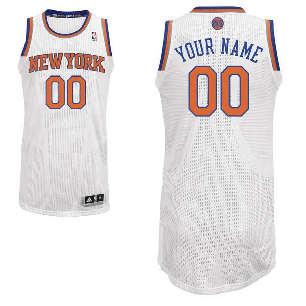 Men New York Knicks White Custom Authentic NBA Jersey